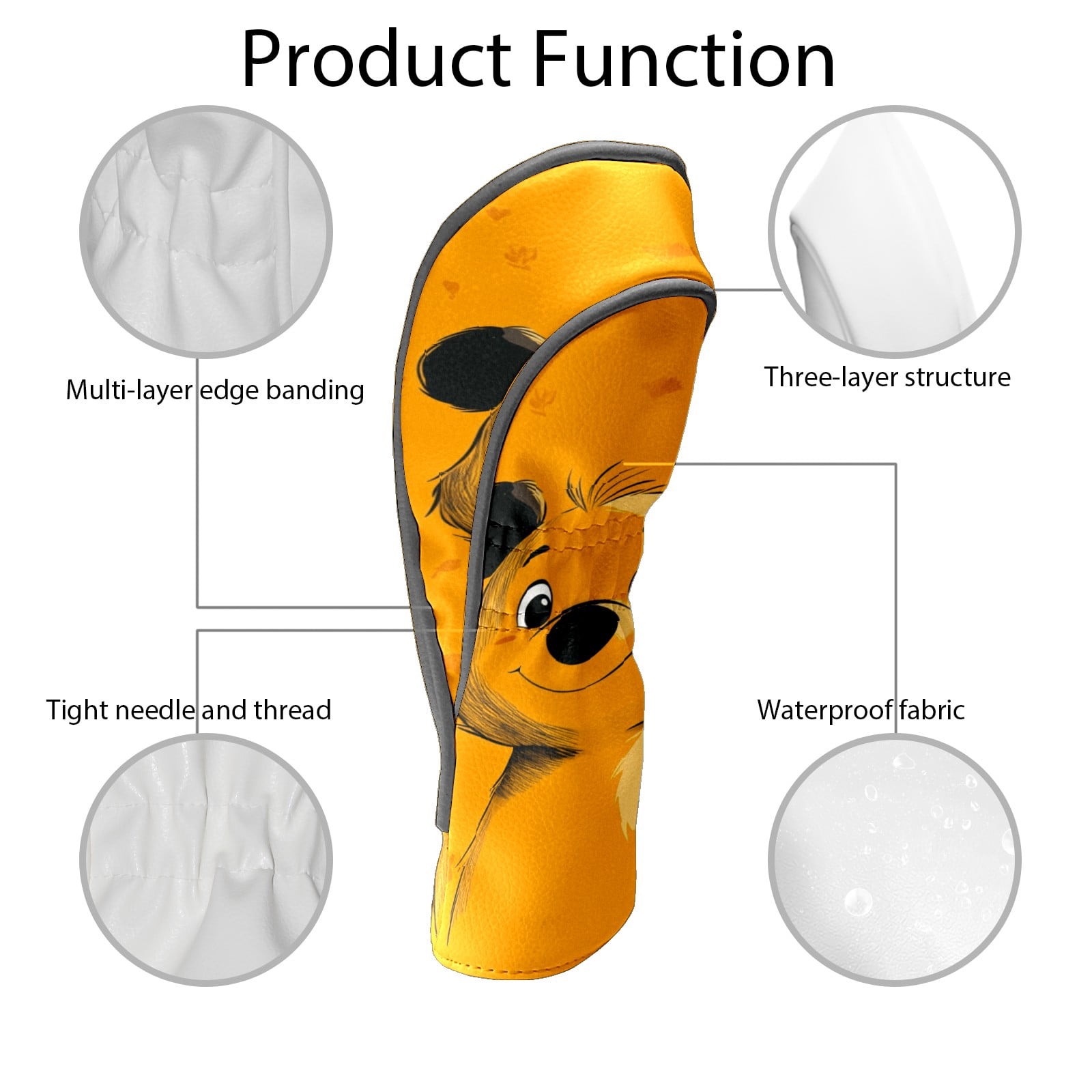 Golf Club Covers PU Leather Waterproof Head Covers for Fairway Woods Hybrids Cute Bear