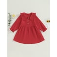 thumbnail image 2 of Bagilaanoe Toddler Baby Girl Fall Dress Long Sleeve A-line Dresses 12M 18M 24M 3T 4T 5T Kids Casual Ruched Sundress, 2 of 8