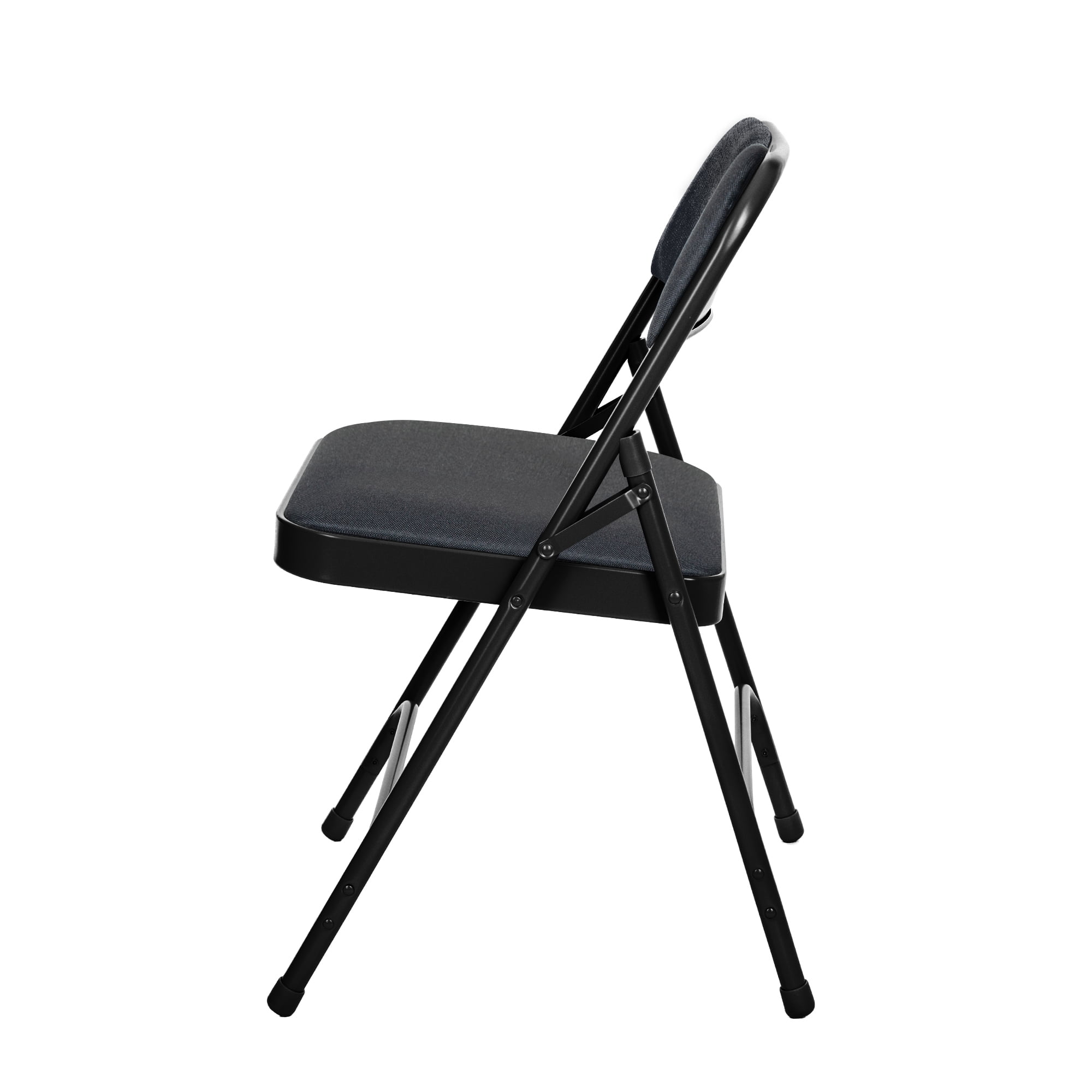 Hampden Furnishings Bernadine Collection Fabric Padded Folding Chair, Black, Pack of 4