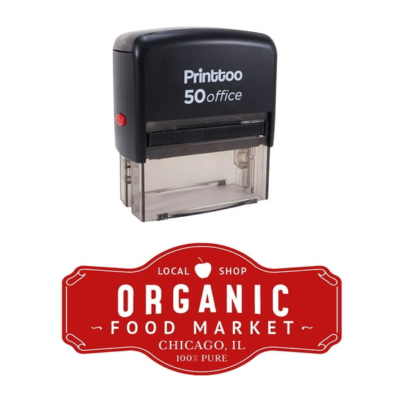 Printtoo Personalized Self Inking Custom Text Shop Address with Logo Envelope Rubber Stamp-Red