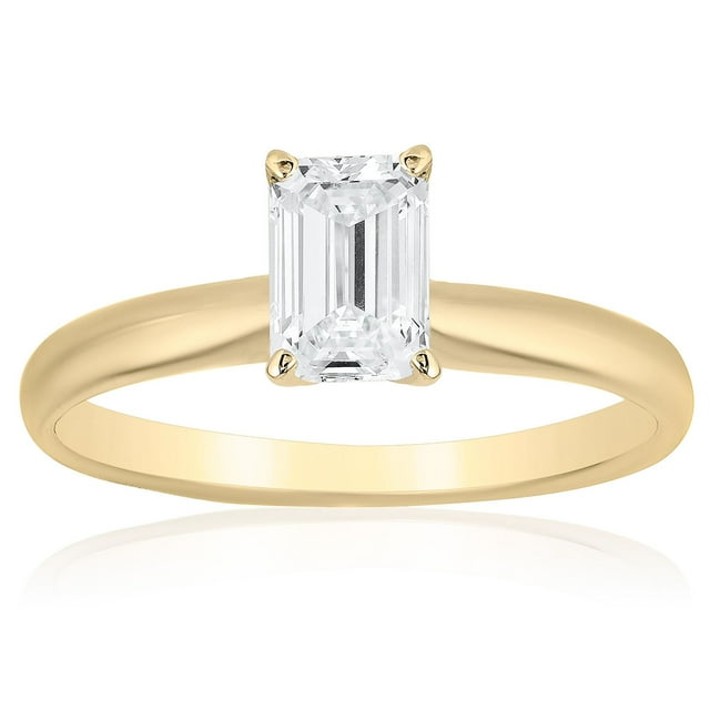 1.00 CT. T.W. Emerald Shaped Diamond Solitaire Ring in 18K Gold