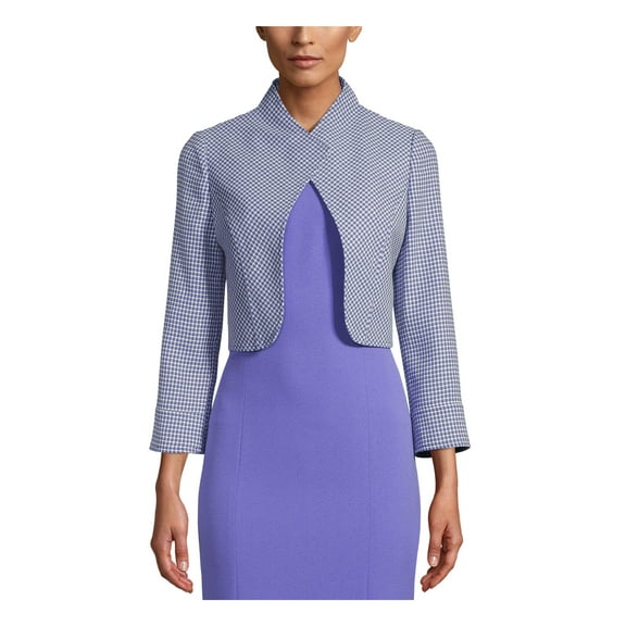 ANNE KLEIN Womens Purple Cotton Blend Printed Wear To Work Blazer Jacket 14