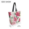 thumbnail image 4 of Open Top Canvas Tote Bag with Zipper Reusable Shopping Bag 13.5x15" Roomy Carryall Red Flowers and Leaves, 4 of 9