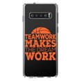 thumbnail image 1 of DistinctInk Clear Shockproof Hybrid Case for Samsung Galaxy S10+ PLUS (6.4" Screen) - TPU Bumper Acrylic Back Tempered Glass Screen Protector - Teamwork Makes the Dream Work Basketball, 1 of 2