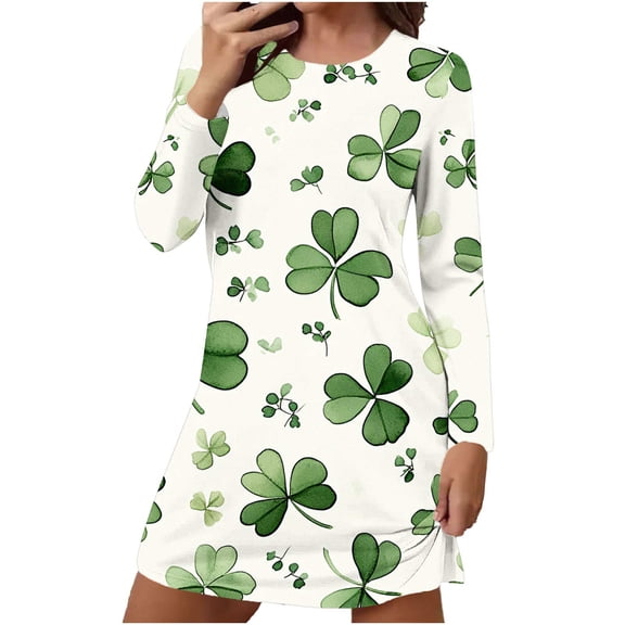 LIaqionyy Womens St. Patrick's Day Nightgown 3/4 Sleeve Sleepshirt Nightshirt Soft Pajamas Dress Casual Sleepwear