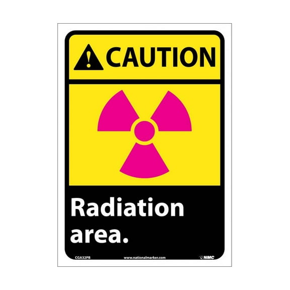 NMC Signs Cga32Pb, Caution Radiation Area Sign, 14 X 10, Pressure Sensitive Vinyl .0045