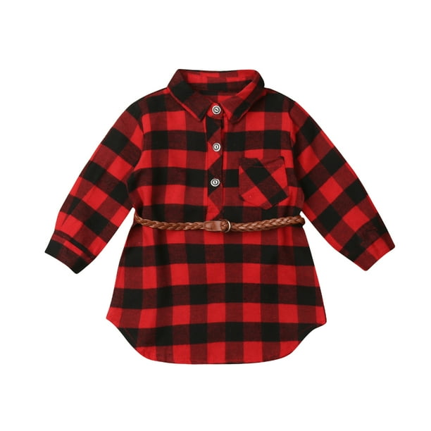 Girls red store flannel dress