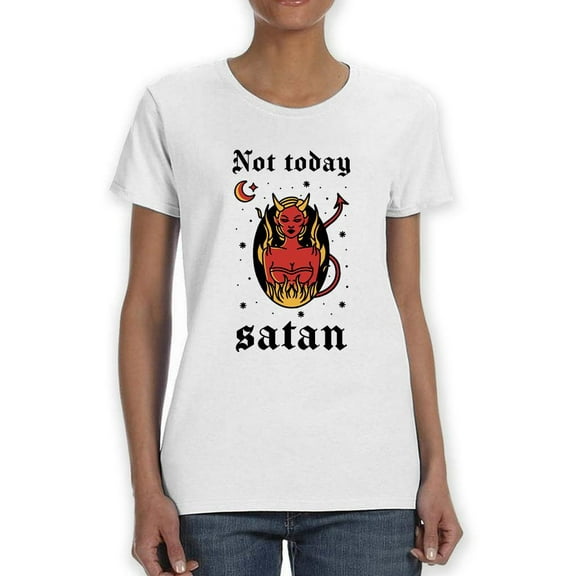 Not Today Satan Oldschool Tattoo T-Shirt Women -Smartprints Designs, Female 3X-Large