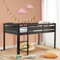 thumbnail image 1 of Gymax Twin Size Loft Bed Wooden Slats Support Loft Bed Frame w/ Ladder & Guardrails Espresso, 1 of 6