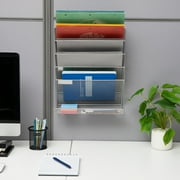 Mind Reader 5-Tier Vertical File Storage, Desktop Organizer, Wall Mount, Office, Metal, Black
