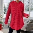 thumbnail image 2 of ManxiVoo Women's Hooded Jacquard Sweater Long Sleeve Fit and Flare Drawstring Casual Winter Pullover M Size Red, 2 of 8