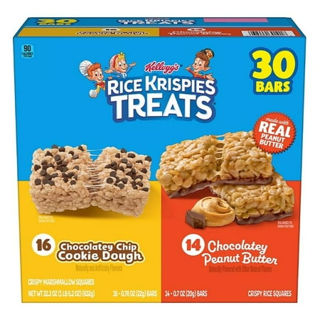 KELLOGG'S Rice Krispies Treat - Chocolatey Chp Cookie Dough and Chocolatey peanut Butter - 30 Bars