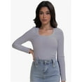 thumbnail image 5 of Women Long Sleeve Scoop Neck Tops Stretch Fitted Casual Tops Tee Slim Fit Fall Going Out Sexy Basic Shirts, 5 of 6