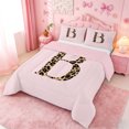 thumbnail image 2 of meiyoeat Pink Bowknot Monogram B Full Size Comforter Sets,Cheetah Print Letter Art Bedding Comforter Set For Girl,Pink Reversible,3-Piece,1 Comforter and 2 Pillowcases, 2 of 7
