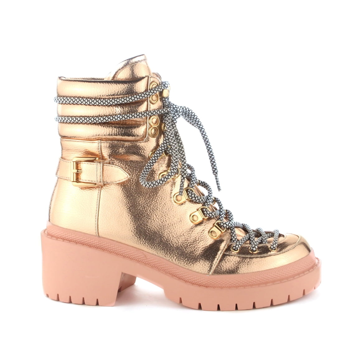 rose gold combat boots
