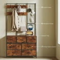 thumbnail image 4 of HOMCOM Portemanteau d'Entrée 4-en-1 avec 7 Tiroirs Commode en Tissu Porte-Manteau Brun Rustique, 4 of 10