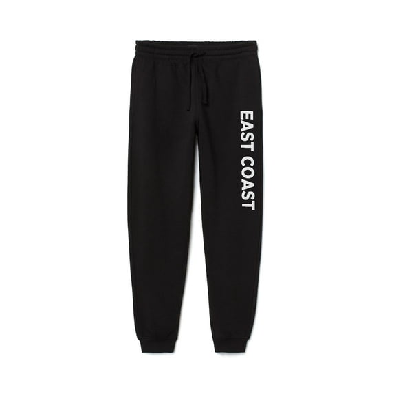 Daxton Adult Unisex Basic Black Jogger Sweatpants USA Cities States White Letters - East Coast, 1XL