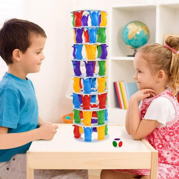 Funwares Juego de apilamiento de bloques de madera, torre de balanceo y juego de equilibrio, diversión familiar y de fiesta, juego para niños y adultos, a partir de 6 años, el