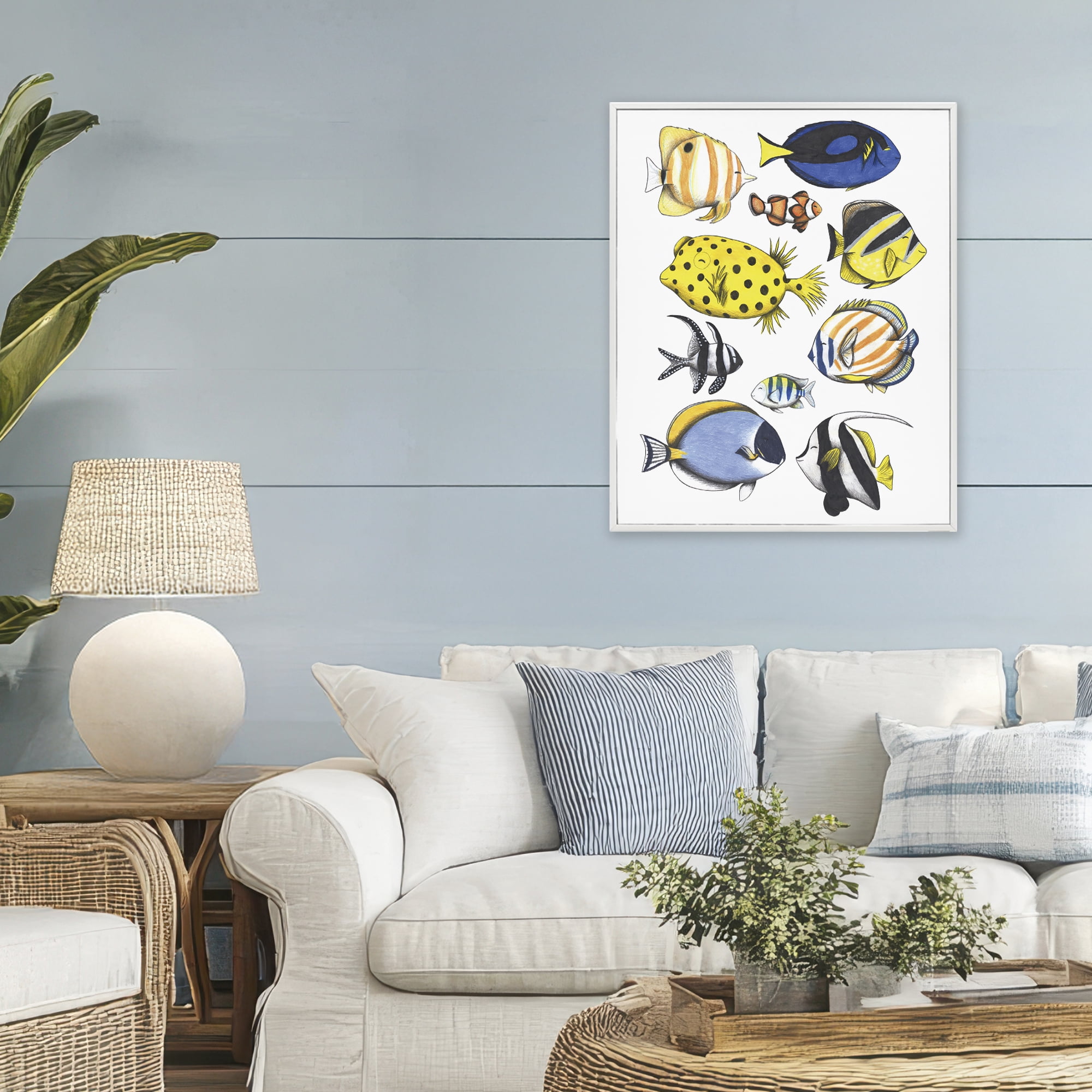 Stupell Industries Aquatic Fishes Collection White Framed Giclee Art, design by Cecilia Battaini
