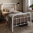 thumbnail image 2 of Allewie Twin Size Metal Platform Bed Frame with Victorian Style Wrought Iron-Art Headboard Footboard, White, 2 of 7