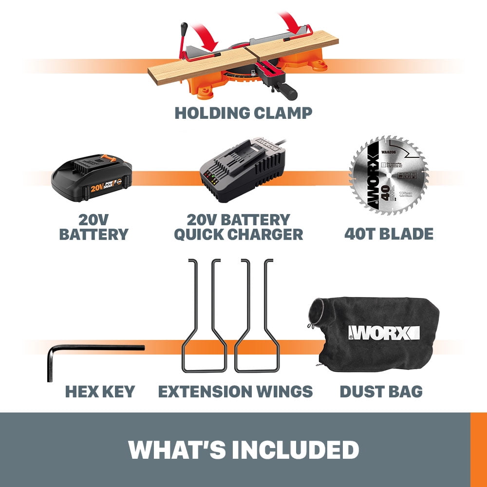 Worx WX845L 20V Power Share 7.25" Cordless Sliding Compound Miter Saw (Battery & Charger Included)