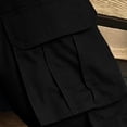thumbnail image 5 of Men's Cargo Casual Solid Color Zipper Pockets Elastic Waist Full Length Pants Black, 5 of 6