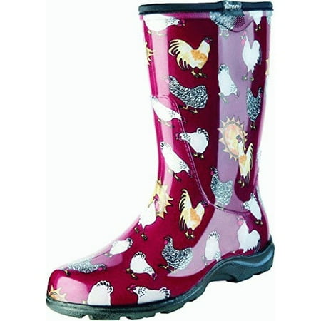 08 Dc Boot - Sloggers Women's Rain & Garden Boots - Barn Red Chicken Print