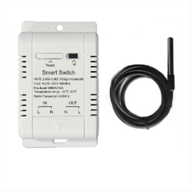 Interruptor de Temperatura Inteligente Tuya Wifi de 16 A, Monitor de Potencia con Sensor de Temperatura y Control Remoto en Tiempo Real.