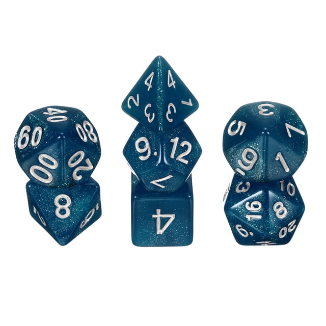 Polyhedral DND Dice Set, 7 Pcs DND Acrylic Dice for RPG Role Playing Table Games Tabletop Gaming Accessories, Sparkling Navy Blue