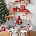 thumbnail image 3 of Round Table Cloth with Elastic Fitted Edged, Xmas Trees Rabbits Squirrels Waterproof Tablecloth for 45"-54" Tables Winter Snowmen Snowflakes Wipeable Indoor Table Cover for Kitchen Picnic Camping, 3 of 9