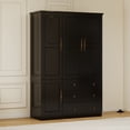 thumbnail image 5 of VivaVista Solid Wood Armoire Wardrobe Closet with Hanging Rod and Drawers, Modern Wardrobe Closet for Bedroom, Large Closet Wardrobe with Doors, Closet Wardrobe Storage Cabinet, 5 of 11