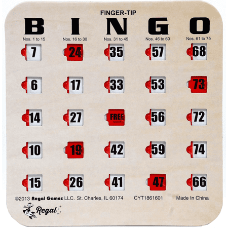 - Regal Games 100 Woodgrain / Tan Fingertip Shutter Slide Bingo Cards