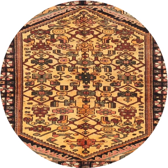Ahgly Company Indoor Round Traditional Saffron Red Persian Area Rugs, 3' Round