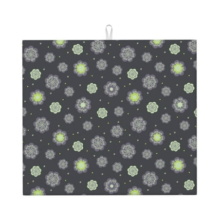 

Dish Drying Mats for Kitchen Counter Purple Flower 16x18in Dish Drying Pad Coffee Mat with Hanging Loop Super absorbent Kitchen Counter Mat Coffee Bar Accessories