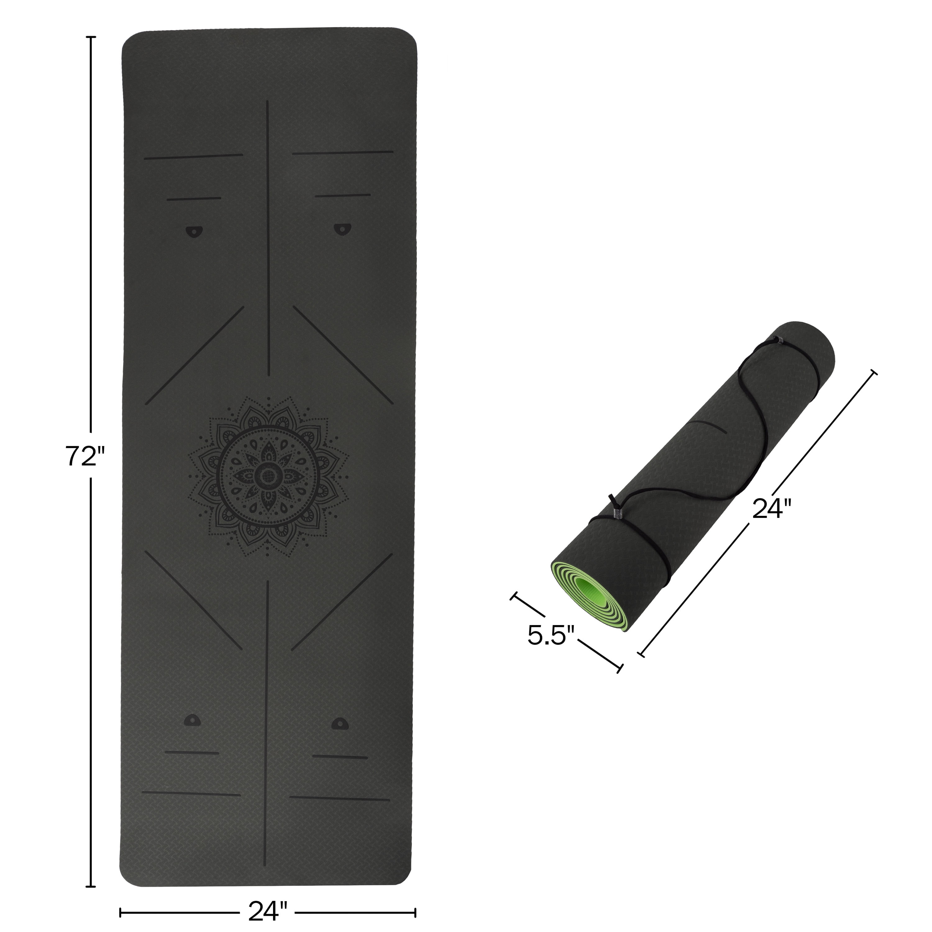 Non-Slip Yoga Mat with Alignment Marks '? Lightweight Exercise Mat with Carry Strap for Ho