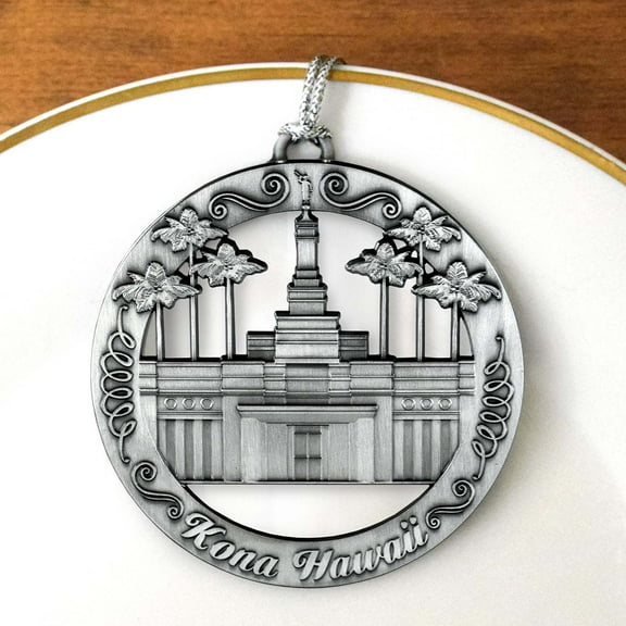 Kona Hawaii Temple Antique Silver Ornament by Ringmasters