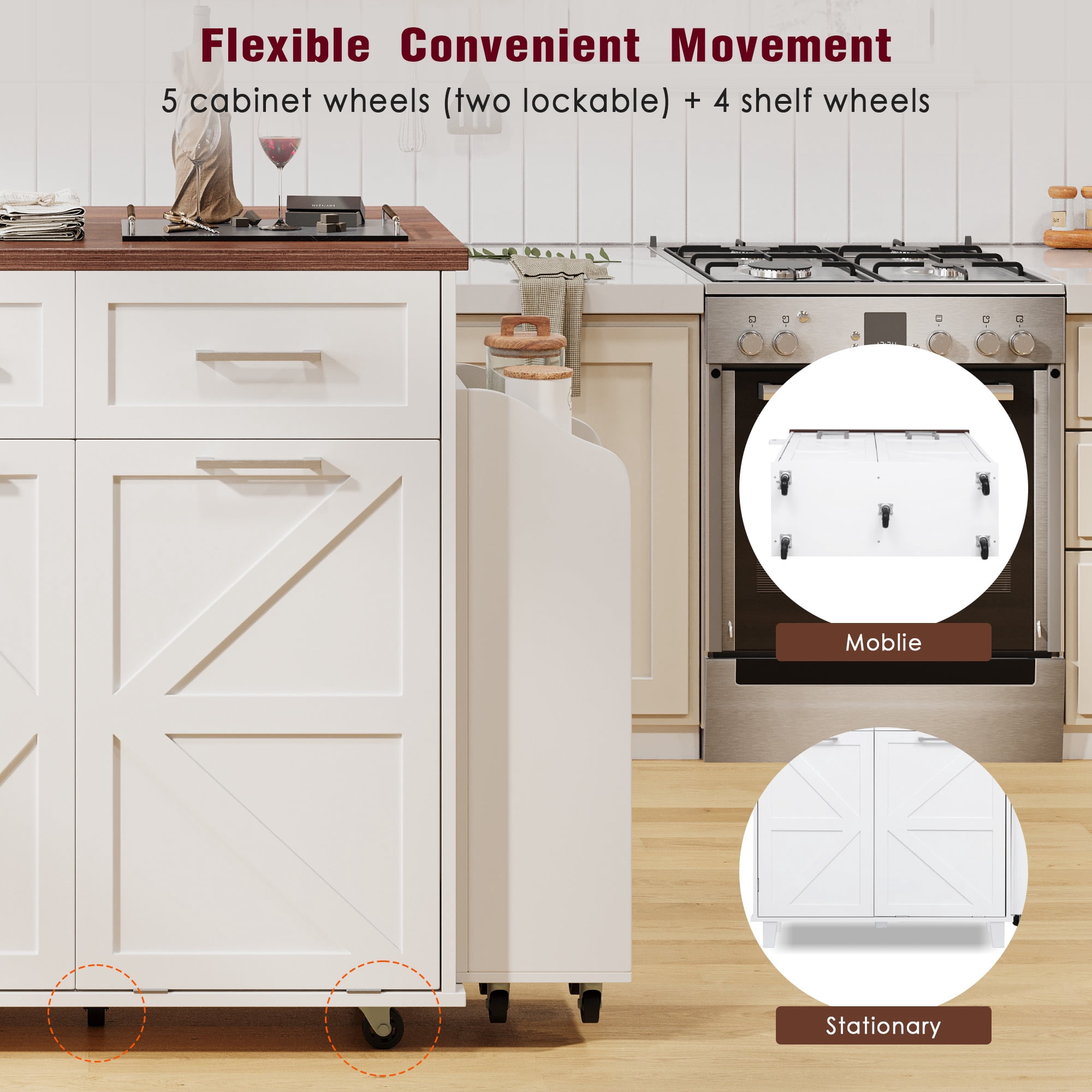 Homy Casa Multi-Function Rolling Utility Cart with Large Storage, Tilt-Out Trash Bin, Adjustable Shelves
