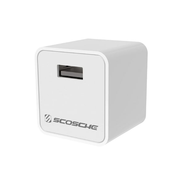 Scosche HA12WT-RP SuperCube 12W Single USB Port Portable Wall Charger Adapter for ALL USB Devices – White, Ptbl USB Chgr Adptr 12w
