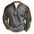 thumbnail image 2 of Men's Fall Winter Polo Half Zip Sweatshirt, Light Printed Camouflage Pullover for Casual Style, Daily Errands and Seasonal Layering,Green,4XL, 2 of 4