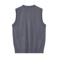 thumbnail image 4 of Riecok Men Vest Sweater Sleeveless V Neck Button down Sweaters Lightweight Solid Winter Tops with Pockets Gray L, 4 of 5