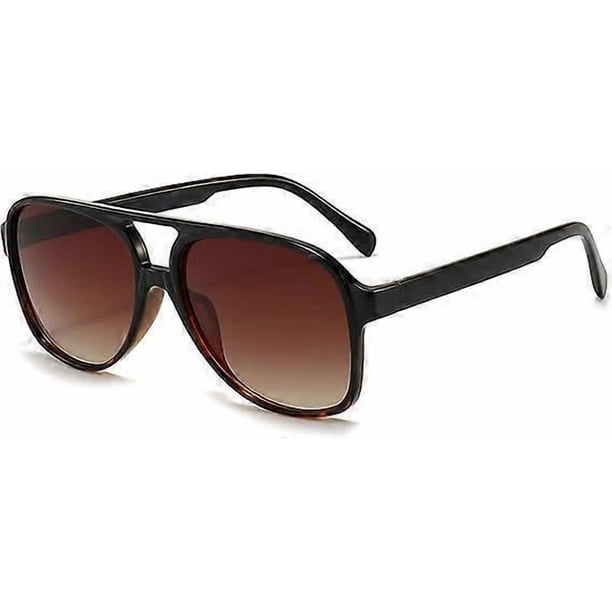 Retro Polarised Sunglasses for Women Men Oversized Vintage 70s Pilot Sunglasses Large Frame Classic Double Bridge Retro Glasses Anti UV400