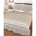 thumbnail image 3 of Quilts King Size Bedding Set, Beige Striped Lightweight Quilted Comforter, Farmhouse Luxurious White Stripes Modern Abstract Art Soft Bedspread Coverlet with Pillow Covers for All Season, 96" x 106", 3 of 7