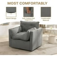 thumbnail image 3 of Mid-Century Modern Swivel Accent Chair – Upholstered Linen Armchair with 360° Rotation & Solid Metal Base, No Assembly Required, Grey, 3 of 7