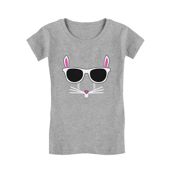 Tstars Girls Easter Holiday Shirts Easter Bunny Rabbit Face with Glasses Kids Happy Easter Party Shirts Easter Gifts for Girl Fitted Kids T Shirt