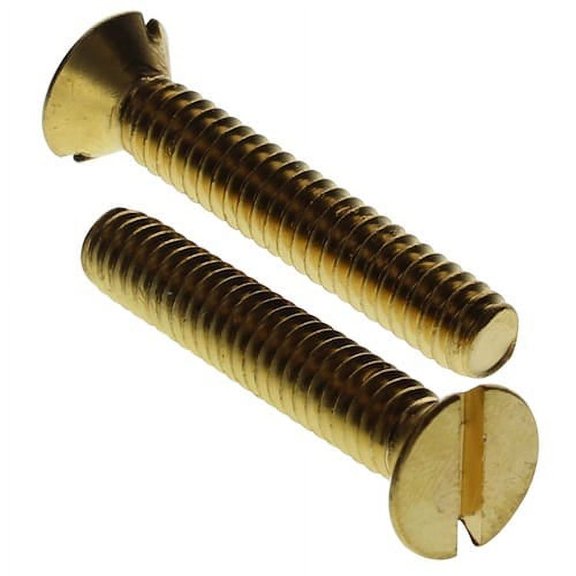 10-24 x 1/2" Machine Screws, Brass, Flat Head, Slotted Drive, Full Thread, Plain Finish (Quantity: 100 pcs)