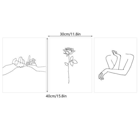 Modern Abstract Line Art Canvas Wall Decor Set of 3, 30x40cm Unframed Pictures for Living Room Bedroom 3Pcs
