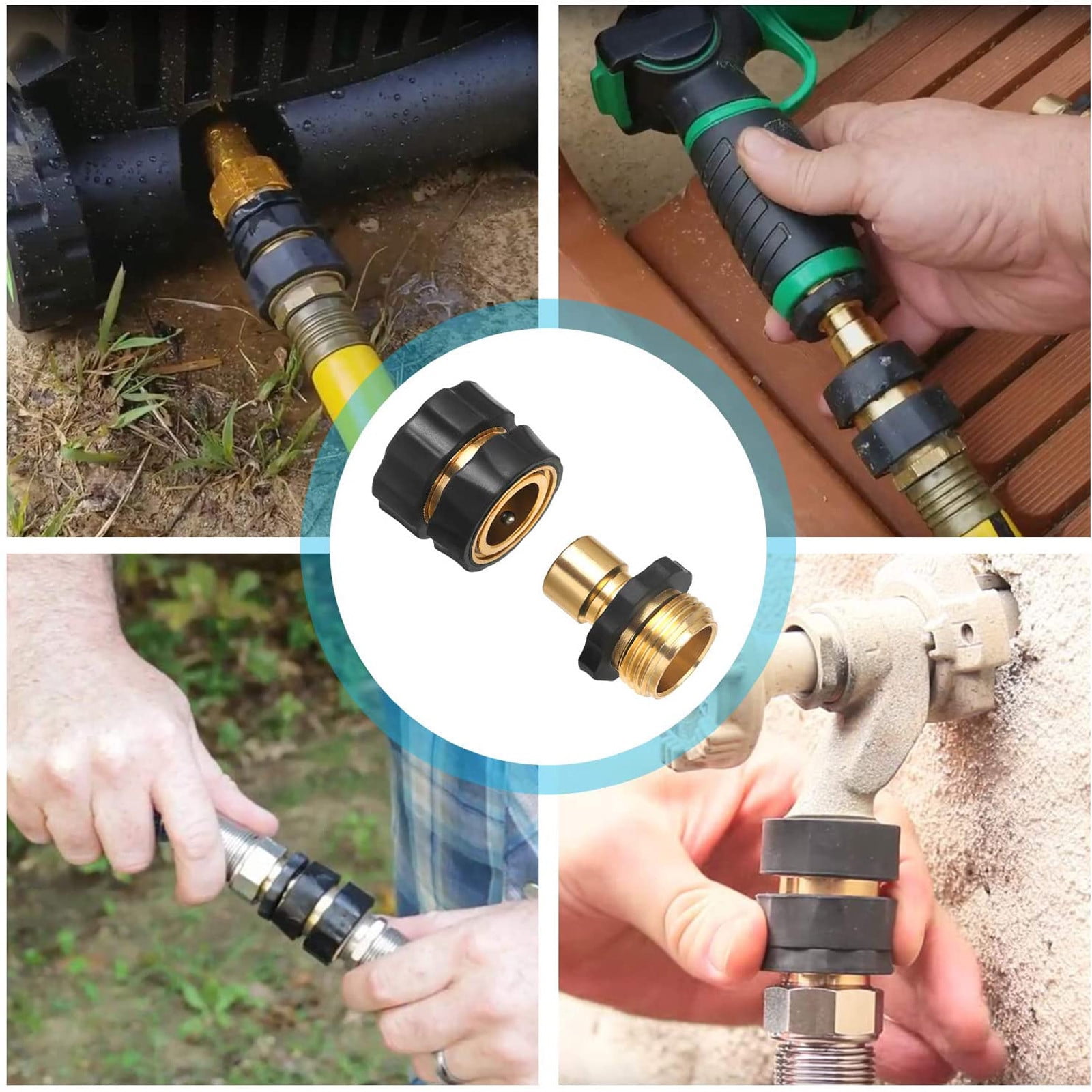 Garden Hose Quick Connect Fittings 3/4 Inch Aluminum Male And Female Connector Value Pack for Nozzles And Sprinklers
