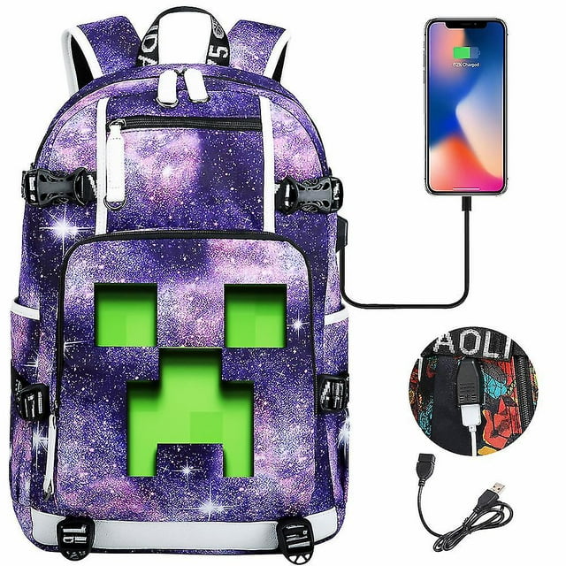 Minecraft Backpack Usb Backpack For Laptop Kids School Bags