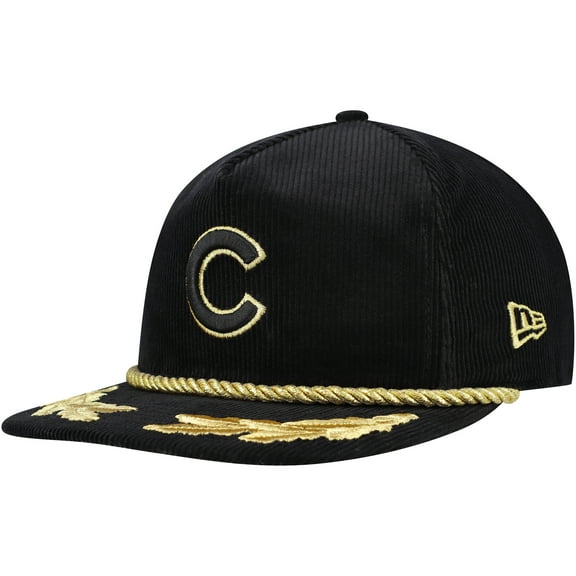 Men's New Era Black Chicago Cubs Corduroy Filigree Golfer Adjustable Hat