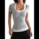 thumbnail image 3 of Blusa Informal de Corta con Botones Henley Acanalados para Mujer, -Verano 2025, 2 Piezas Gris L, 3 of 10